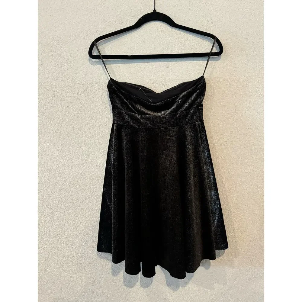 Free People Strapless Black Metallic Dress – Size Small